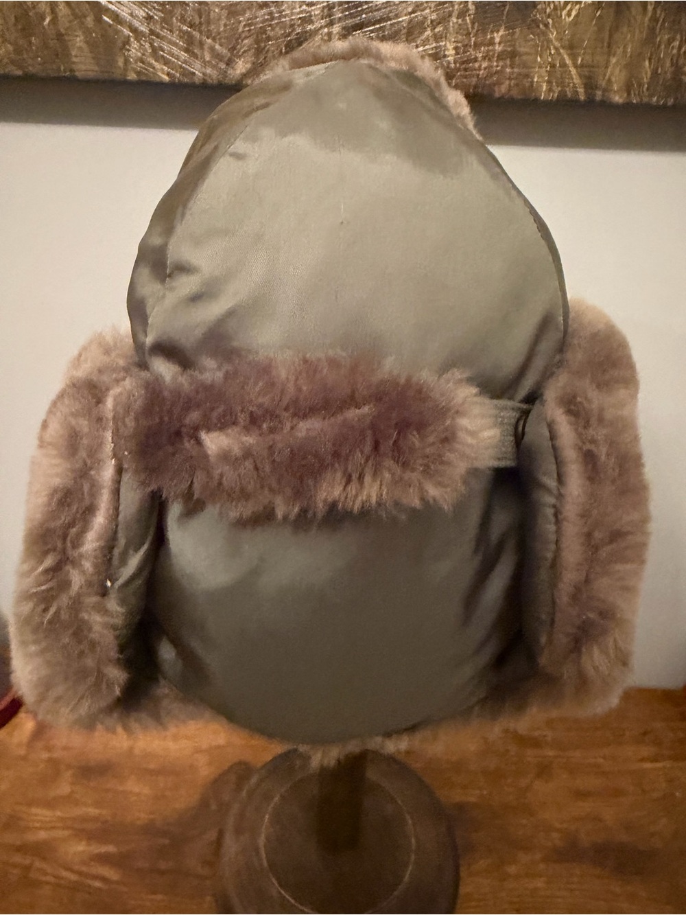 USAF B-9B Flyers Winter Helmet Bancroft Faux Fur Trapper Hat Olive Medium - Picture 3 of 12